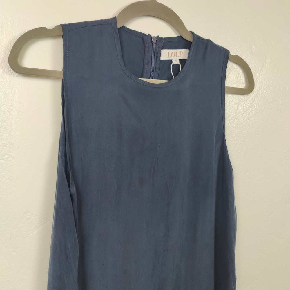 Loup Cupro Viscose Sleeveless Maxi Dress Womens Medium Navy Blue‎ Minimalist - Picture 3 of 8